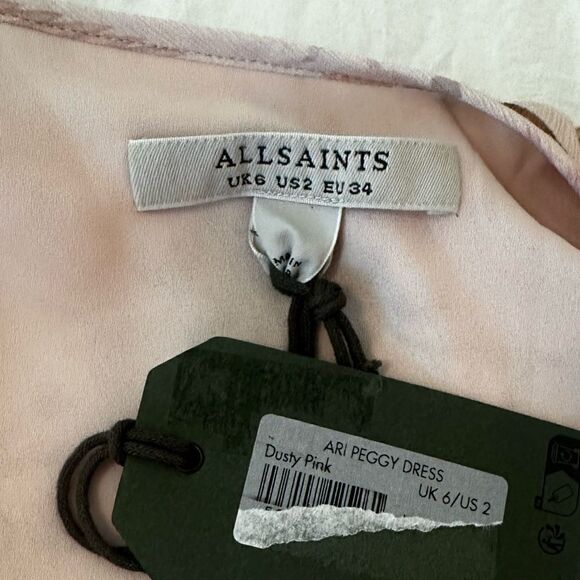 NWT AllSaints Ari Peggy Floral Print Wrap Dress in Dusty Pink-U3 - Picture 8 of 8